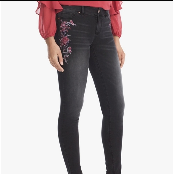 WHBM Floral Embroidered Jeans - Picture 2 of 9
